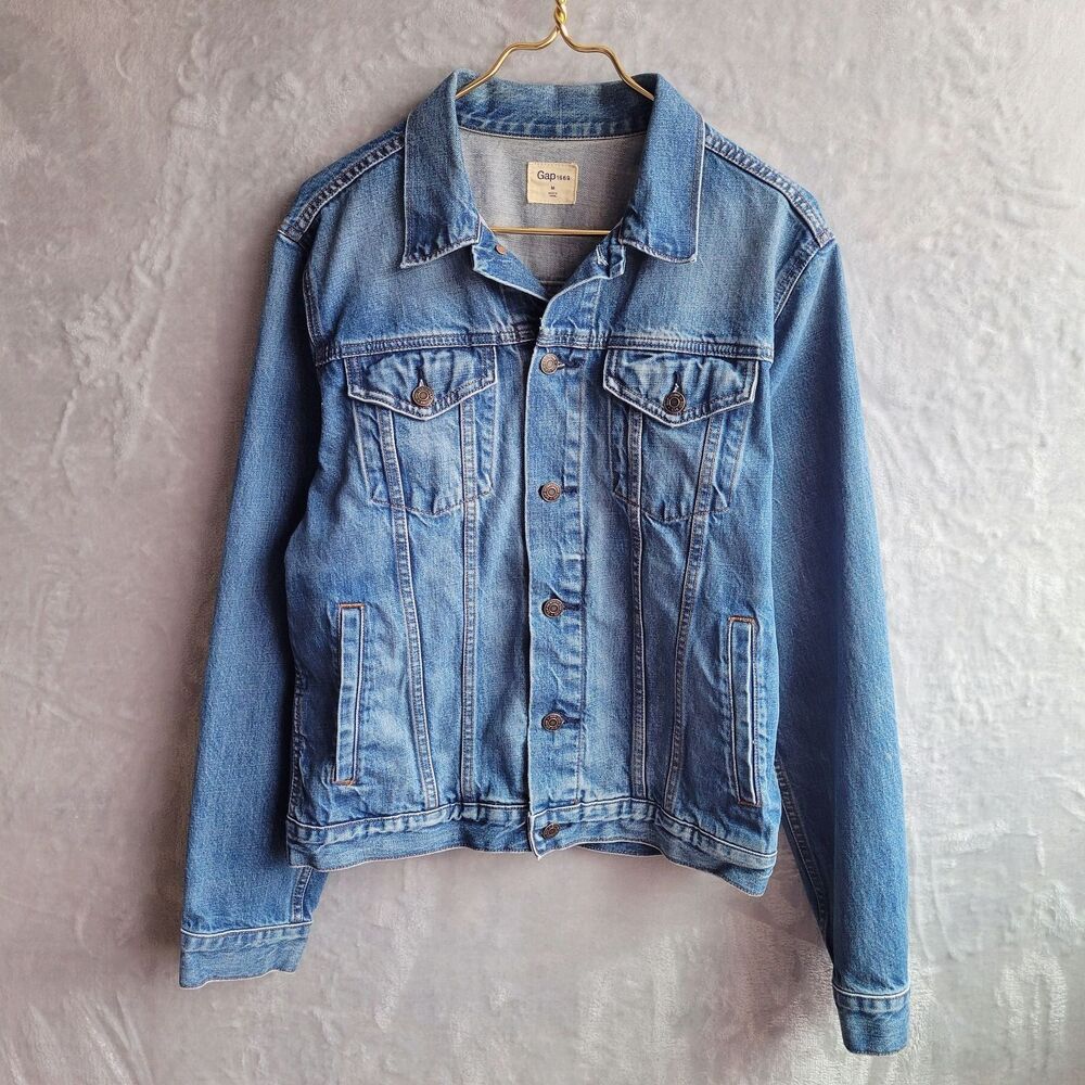 GAP 1969 Women's Medium Indigo Wash Icon Denim Jacket Size M Classic Grunge 90s